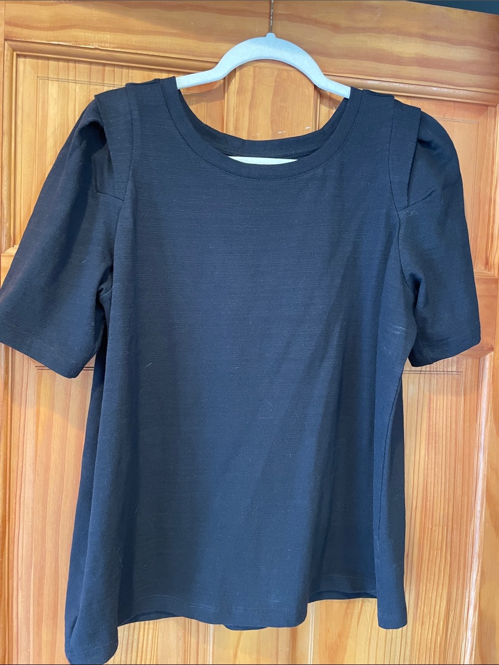 LOFT Black Short Sleeve Crewneck Top